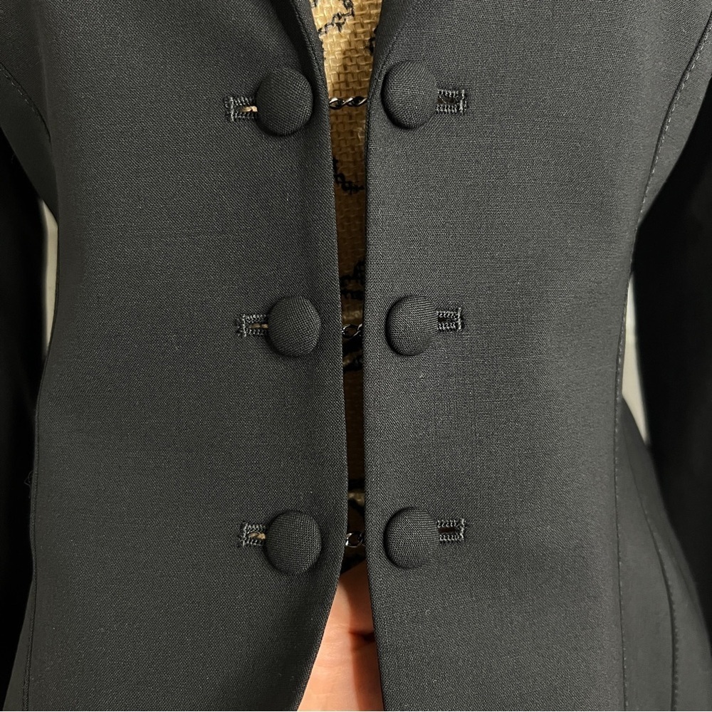 Theory Wool Blend Black Cufflink Button 3/4 Sleeve Suit Blazer - Picture 2 of 12